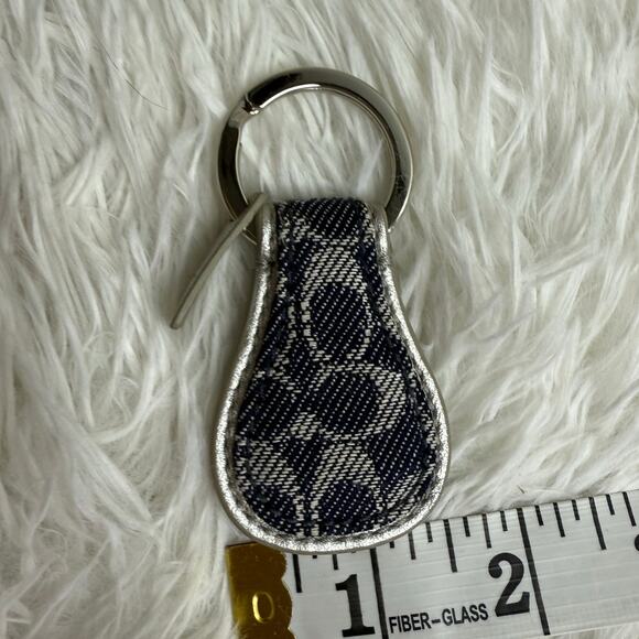 Vintage COACH y2k SIGNATURE TEAR DROP KEY RING Denim Charm - Picture 6 of 6